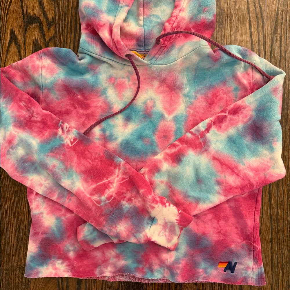 Aviator Nation Pink and Blue Tie-Dye Hoodie
